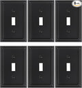 6-Pack Single Toggle Light Switch Cover Plate, Pearls Decorative Switch Plate Covers, Black 1 Gang Metal Wall Plate, Corrosion Resistant