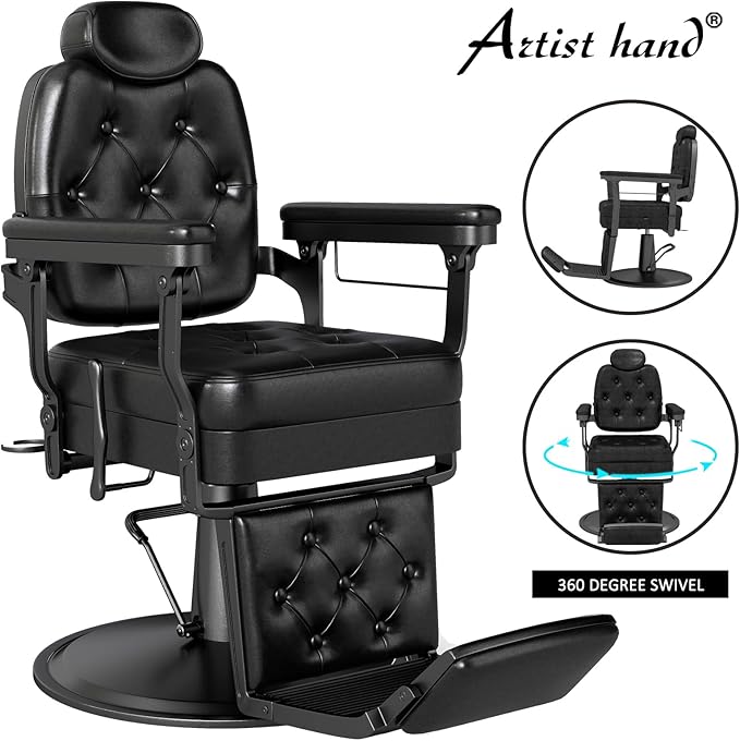 Artist hand Barber Chair for Hair Stylist, All Purpose Hydraulic Recline Salon Chair, Heavy Duty Barber Chairs, Professional Barbershop Beauty Spa Equipment
