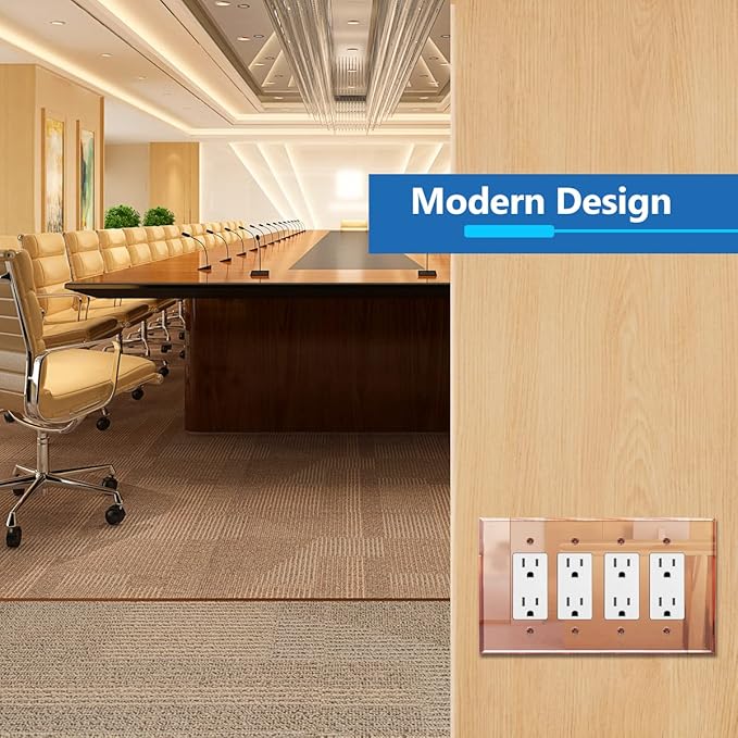LIDER Reflective Acrylic Decorator Wall Plate, Mirrored Light Switch Plate, Plexiglass Outlet Cover, Acrylic Glass, Oversized 4-Gang 5.25" x 8.88", LWP-34O-ARG, Rose Gold