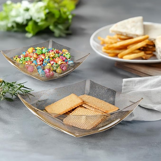 R-kay 6 Pack Gold Glitter Plastic Serving Bowls -16 Oz Gold Plastic bowls 16 Oz - Image 4