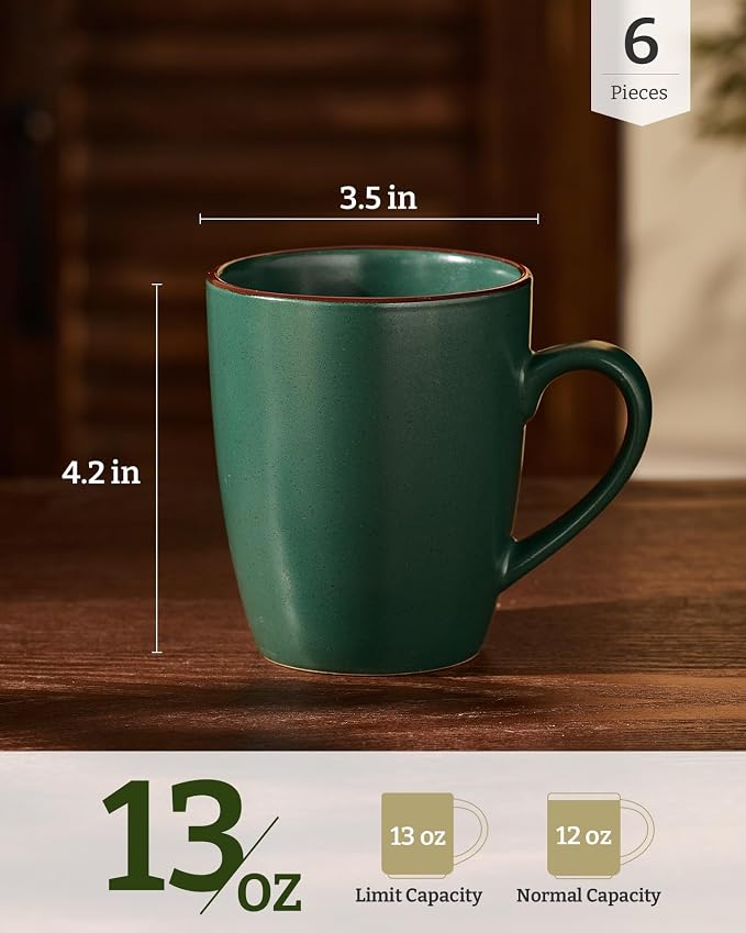 famiware Venus Coffee Mugs Set of 6, 13 oz Ceramic Stoneware Mug Cup Set | - Image 4
