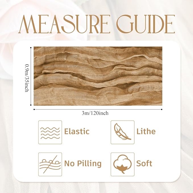 Cheesecloth Table Runner Khaki 10FT Boho Gauze Runner - Image 2