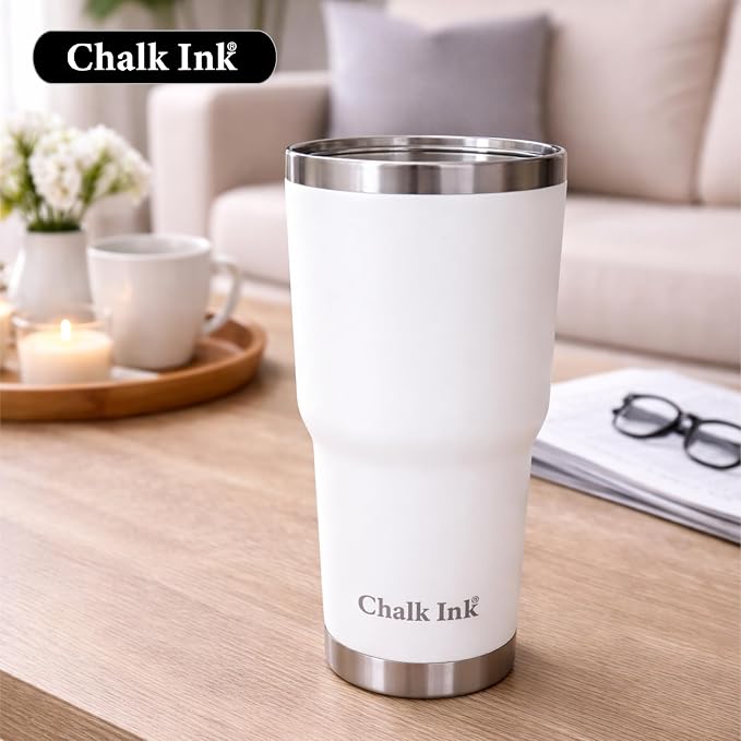 Chalk Ink 30 oz Stainless Steel Tumbler – Insulated Coffee Mug and Water Cup – - Image 4