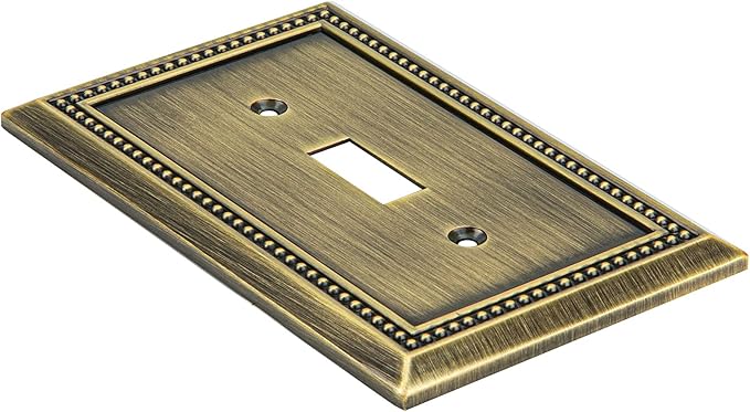 Henne Bery Sunken Pearls Heavy Duty Decorative Wall Plate Switch Plate Outlet Cover (Single Toggle, 2 Pack, Antique Brass)