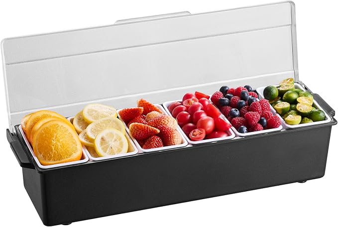 VEVOR Ice Cooled Condiment Serving Container, 6 Compartments Chilled Server - Image 4
