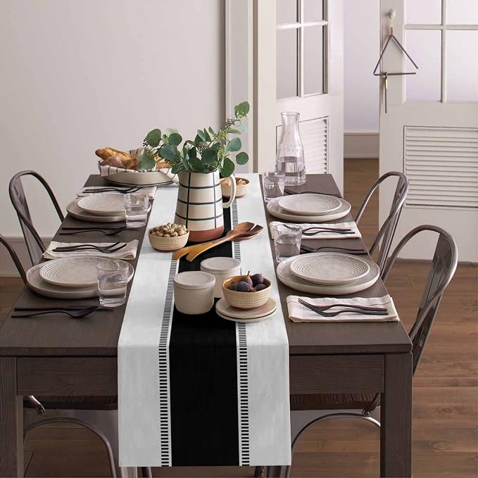 Black Stripes Table Runners, Non Slip Table Runner Farmhouse Dresser Scarves - Image 4