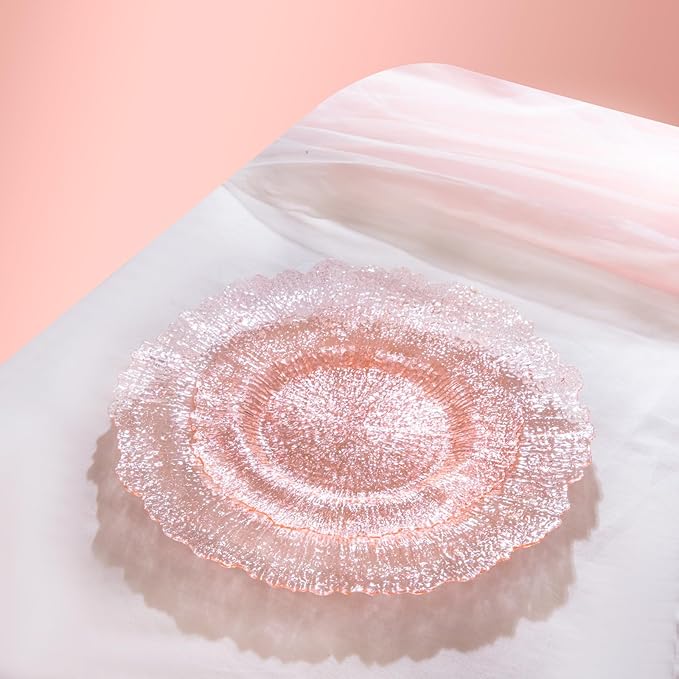 U-QE 60PCS Pink Plates for Party - Pink Valentines Plates Disposable Heavy Duty - Clear Pink Plastic Plates for Valentine's Day Including 30 Plastic Dinner Plates 10" & 30 Plastic Dessert Plates 7"