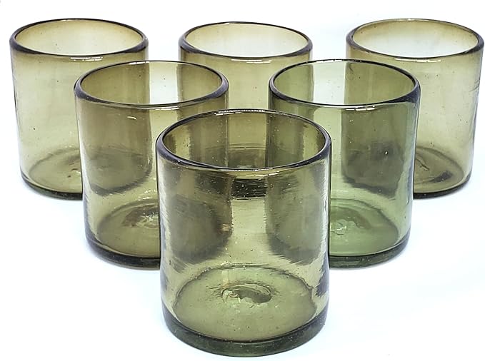 Solid Olive Green 9 oz Short Tumblers, Recycled Glass, Toxin-Free by MexHandcraft