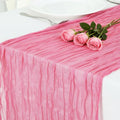 1 Pack Rose Pink Cheesecloth Table Runner 120 Inch Boho Wedding Decor | by Fixwal