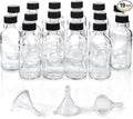 AOZITA 16 Pack, 2 oz Small Clear Glass Bottles w/Lid & 3 Funnels - 60ml Boston by AOZITA