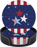 6 Pcs 4th of July Star Red Blue Independence Day Patriotic Star Leather Coasters by Jfniub