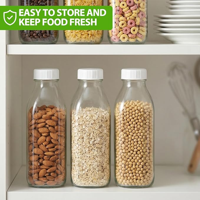 CUCUMI 2 Pack 32 Oz Glass Milk Bottle - Image 6