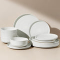 Stoneware Dinnerware Sets for 4, Plates and Bowls, Chip & Scratch Resistant by FamiwarePremium