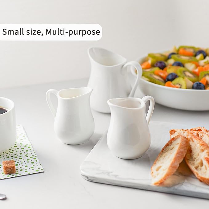 Gurygo 2 Pack 8 oz Ceramic Creamer Pitcher Set - Image 6