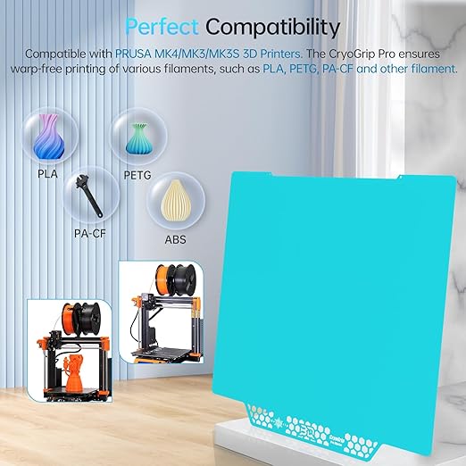 BIQU CryoGrip Pro Glacier for Prusa MK4/MK4S/MK3/MK3S/CORE One/CORE One+ 3D Printers 254.5x241.5mm Panda Build Plate Double Sided Upgrade Removable Surface Platform