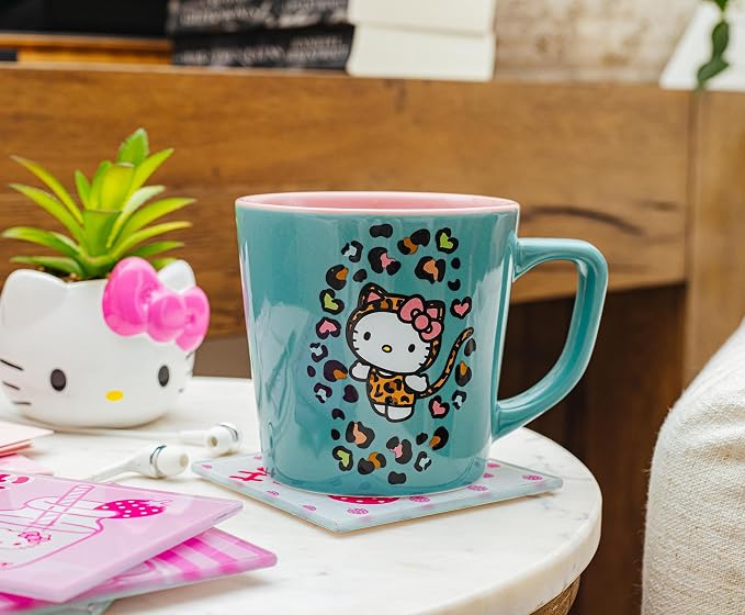 Silver Buffalo Sanrio Hello Kitty Leopard, Wide Latte Ceramic Mug, 17oz | 0.5 - Image 5