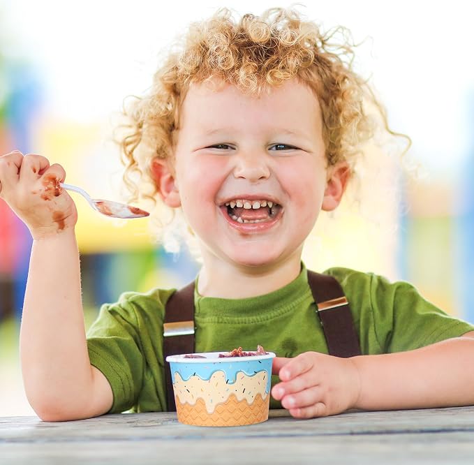 Aodaer 120 Pack 8 oz Paper Cups Disposable Ice Cream Bowls Dessert Cups Sundae - Image 7
