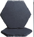 Black Stone Coasters Set of 2, Nature Slate Drink Coasters Anti-Scratch by HIYALOT