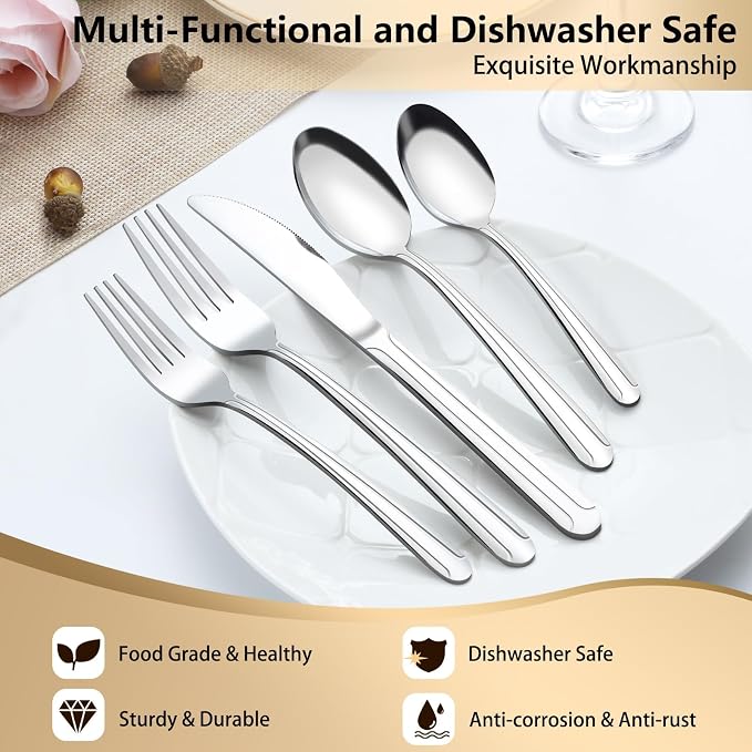 Pleafind 60-Pcs Silverware Set Service - Image 5