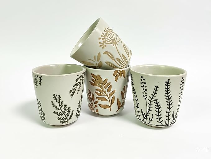 6 oz Stoneware Matcha Cup, Japanese Tea Cup, Handmade Feel, Handle-less Teacup by SYJANHOME