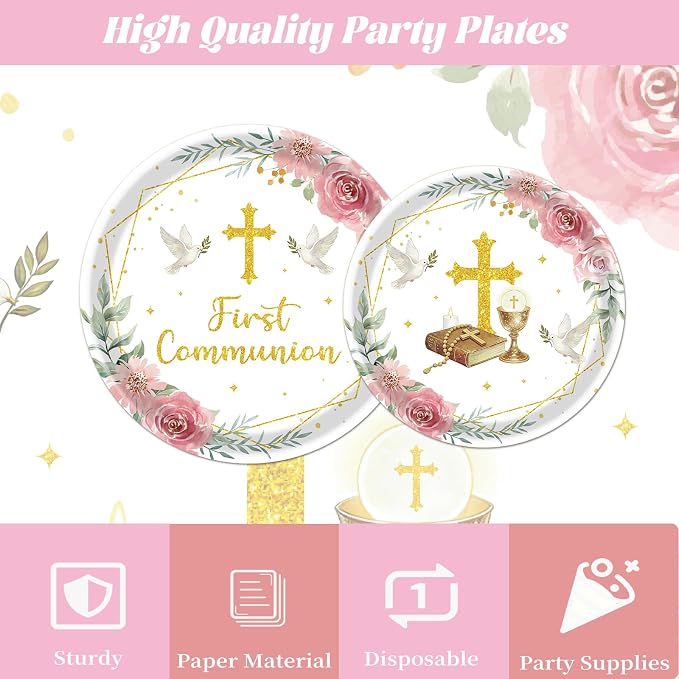 Rakuto First Communion Party Decorations, Serve 24 - Image 4