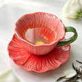 10 oz Tea Cups and Saucers, Flower-Shaped Ceramic Latte Art Cappuccino Cup and by Unknown
