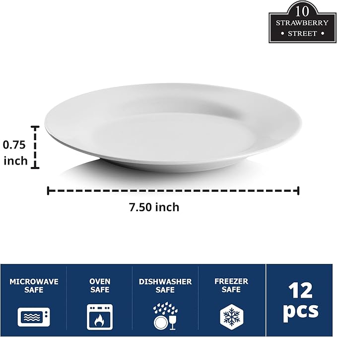 10 Strawberry Street 7.5" Catering Round Salad/Dessert Plate - Image 2