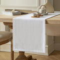 Burlap Style Farmhouse Table Runner, 14x60 Inches White | Thick Durable Fabric by ZEEMARTONLINE