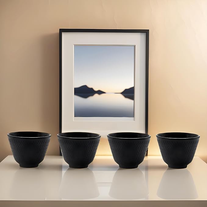 Japanese Cast Iron Tea Cups, Small and Heavy Teacups - Image 8