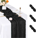 3 Pack Black Cheesecloth Table Runner, 17 x 108 inch, Semi Sheer Boho Cheese by ACSUIT
