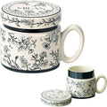 12.9oz Ceramic Coffee Mug with Lid, Flower Patterned Porcelain Mug, Ceramic Tea by HIKIWIN