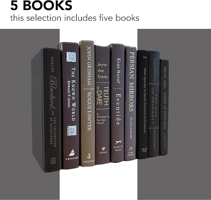 Real Books by Color® (Set of 5, Brown) Decorative Bookshelf Home Decor Shelf Styling Photo Prop