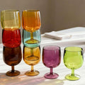 Colored Plastic Wine Glasses Set of 8, Acrylic Short Stem Goblets | 8.5 oz by WowProLiv