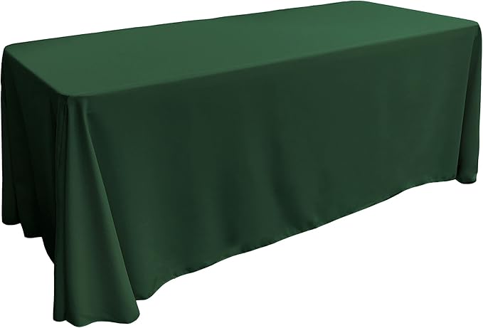 LA Linen Polyester Poplin Washable Rectangular Tablecloth, Stain and Wrinkle Resistant Table Cover 90x132, Fabric Table Cloth for Dinning, Kitchen, Party, Holiday 90 by 132-Inch, Hunter Green