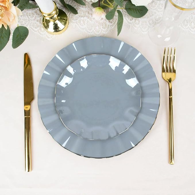 Efavormart 10 Pack | Dusty Blue 6" Round Plastic Dessert Salad Plates, - Image 8