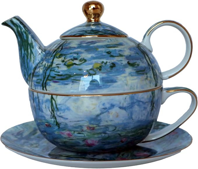 Porcelain 13 OZ Tea for One Teapot and Cup Set Vintage Floral Ceramic Tea Set by AOTELIDA