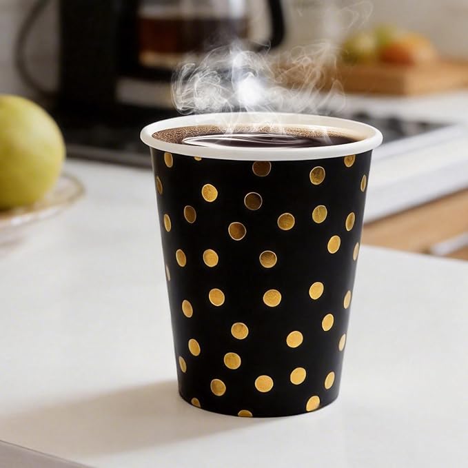 120 Pack Black And Gold Paper Cups-9 oz Disposable Paper Cups - Image 4