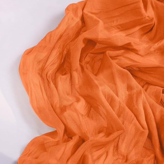 DeZerlor Orange Cheesecloth Table Runners 4 Pack Summer Boho Runners | - Image 3