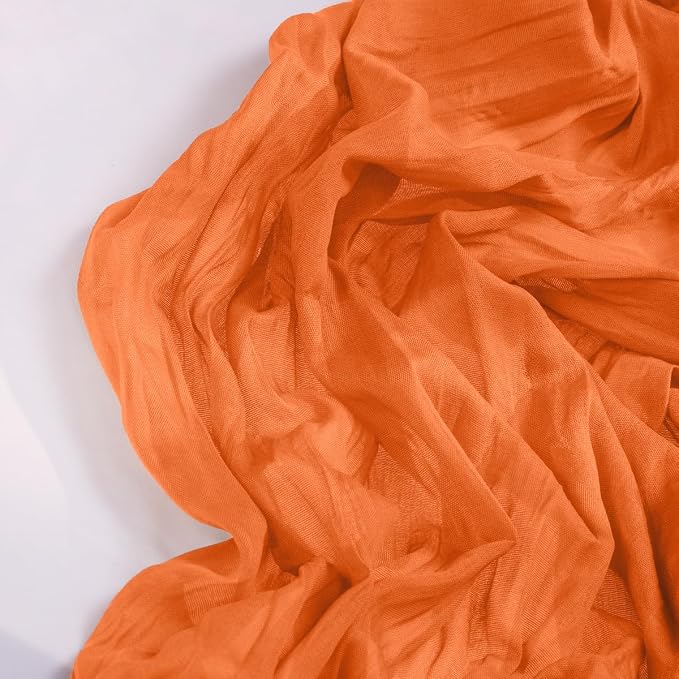DeZerlor Orange Cheesecloth Table Runners 6 Pack Summer Boho Runners | - Image 3