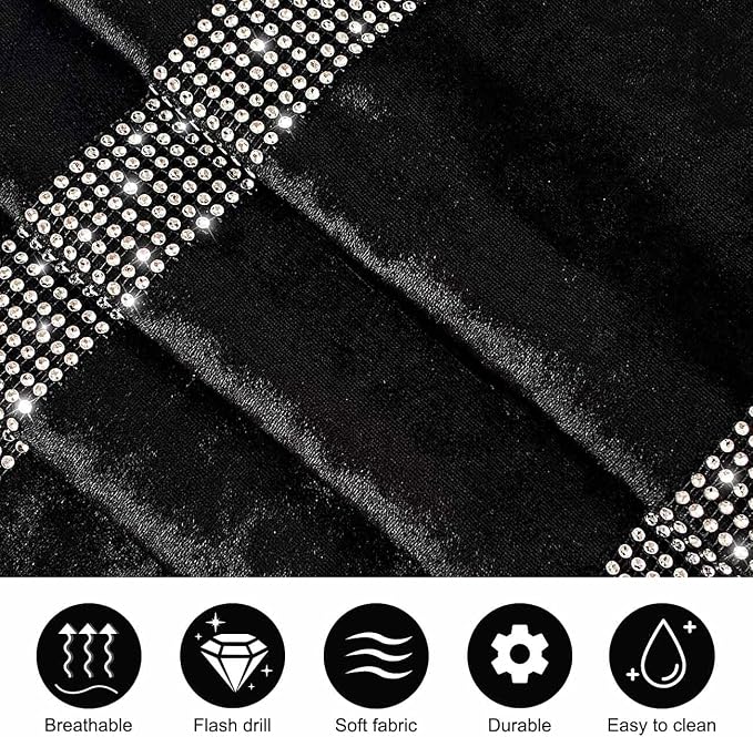 Elegant Sequin Rhinestone Black Table Runner, Ombre Velvet, Double-Layer - Image 5