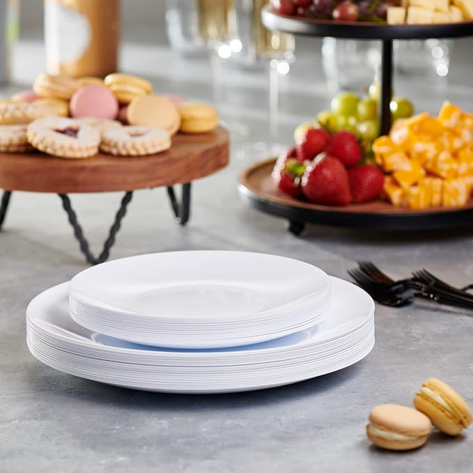 PLASTICPRO White Plastic Design Party Plates Premium heavyweight Elegant 128 - Image 4
