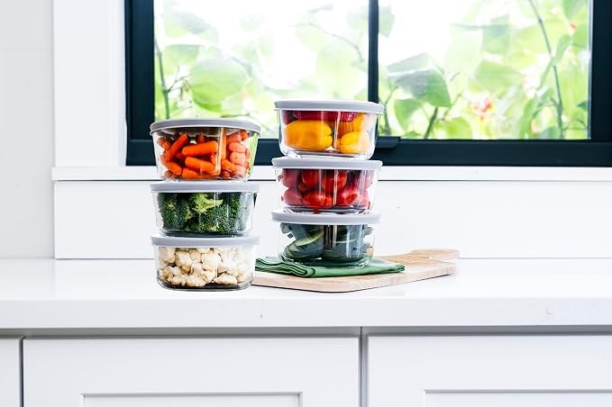 12-Piece Glass Food Storage Containers Set | 2-Cup, Leakproof | Microwave - Image 3