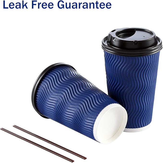 Disposable Coffee Cups with Lids and Straws - 16 oz Togo Hot Paper Coffee Cup - Image 6