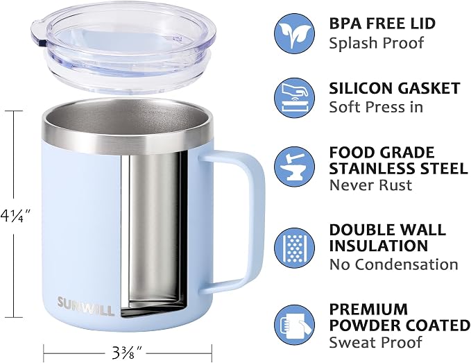 SUNWILL Travel Coffee Mugs Set of 4, Insulated Tumbler - Image 2