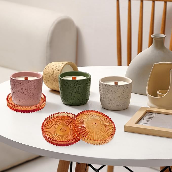 Glass Coasters 12 Pack,Round Cup Coasters,Crystal Coasters Coffee Coaster Table Coasters Pub Coaster,Glass Tray,Cup Pallet,Jewelry Storage,Amber