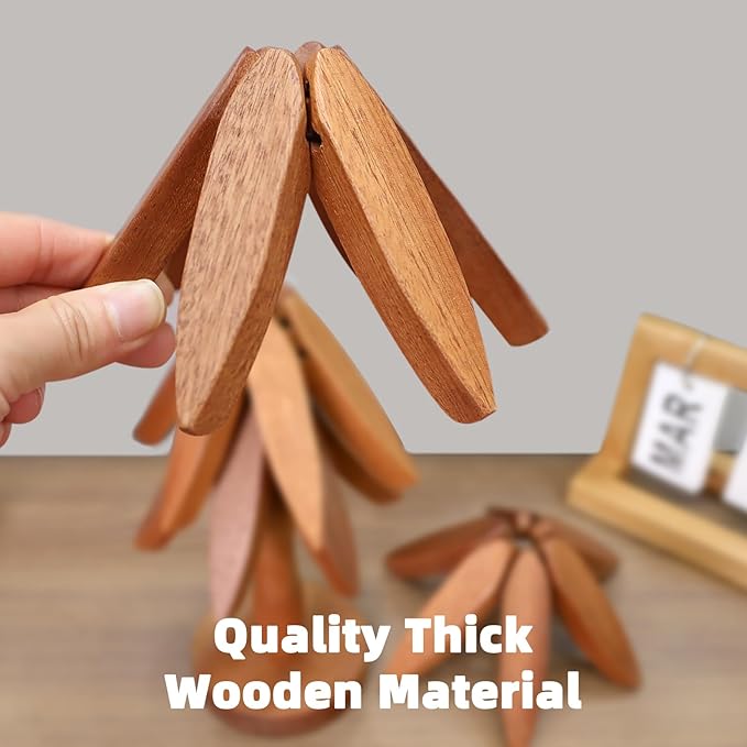 Wooden Trivets for Hot Dishes,Natural Foldable Kitchen Wooden Trivets for Hot Dishes - Tree Shape Trivet Set for Kitchen Counter Table Home Essentials