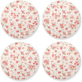Seamless Pattern Red Roses Aesthetic Round Coaster Set of 4 Cork Tripod by KLL