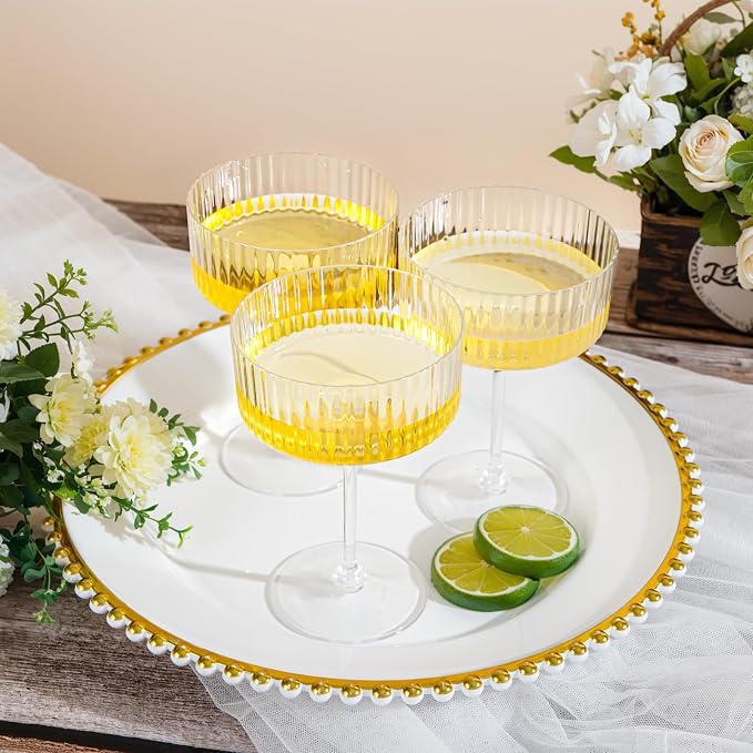 LIYH 20 Pcs Plastic Champagne Glasses 10 Oz Cocktail Coupe Glasses Champagne - Image 4