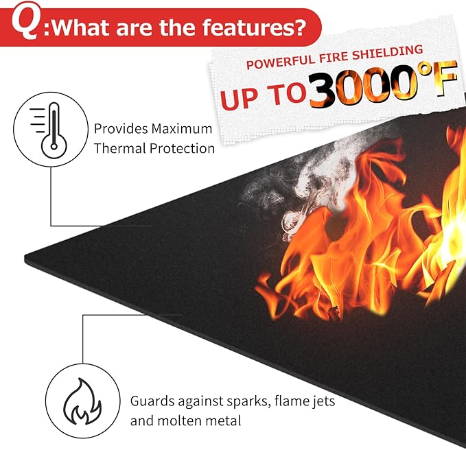 Matace Welding Blanket Fireproof 40x40 Inch Carbon Felt Soldering Mat & Pad, 5mm Flame Retardant Fabric, Heat Shield for Brazing, Automotive Repair, Grill & Smoker, HVAC Plumbing, Black