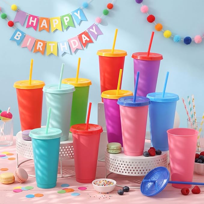Honeydak 30 Pack Tumbler with Straw and Lid Bulk Cups - Image 2